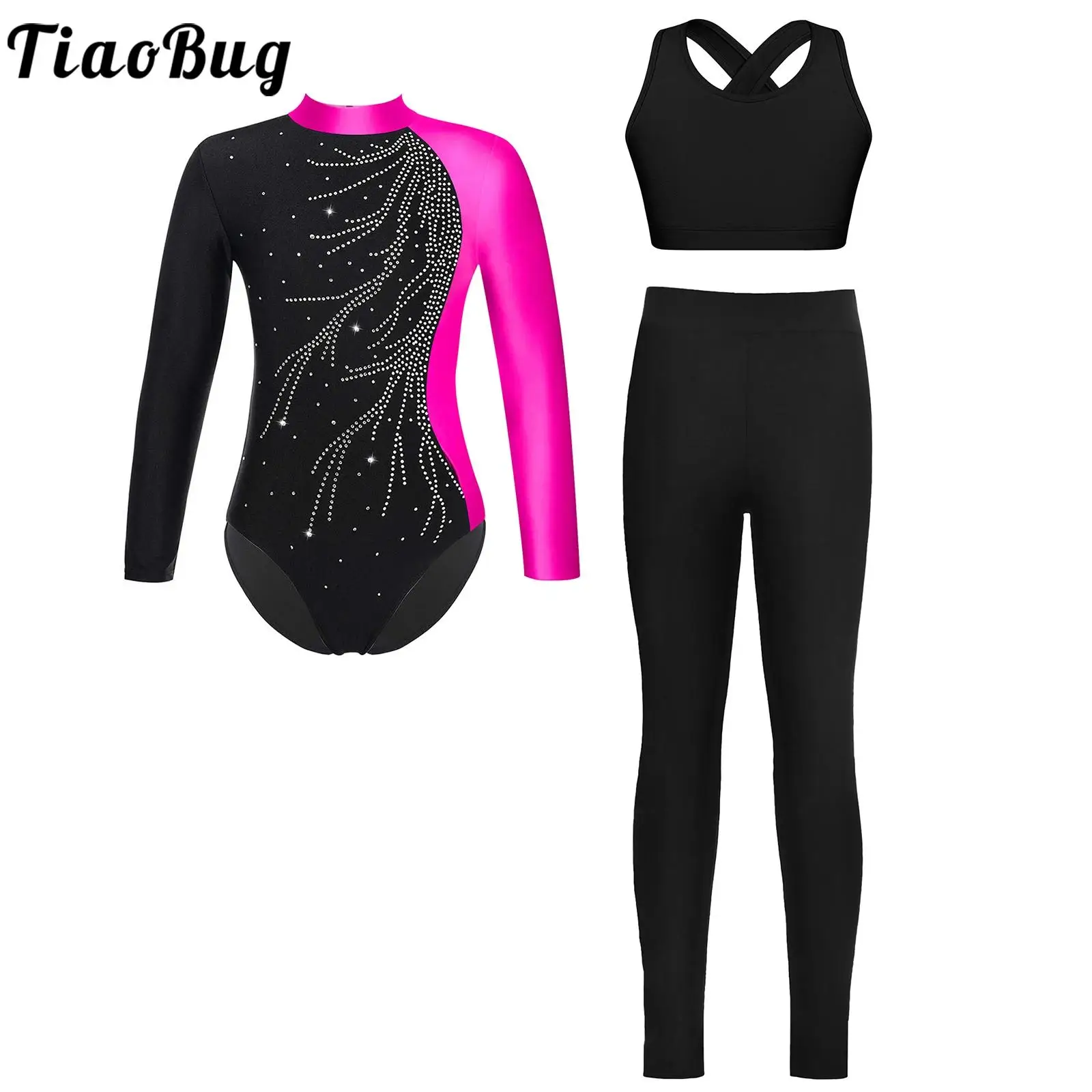 Kids Girls Gymnastics Figure Skating Dance Costume Long Sleeve Rhinestones Leotard with Vest and Leggings Acrobatics Dancewear
Kids Girls Gymnastics Figure Skating Dance Costume Long Sleeve Rhinestones Leotard with Vest and Leggings Acrobatics Dancewear