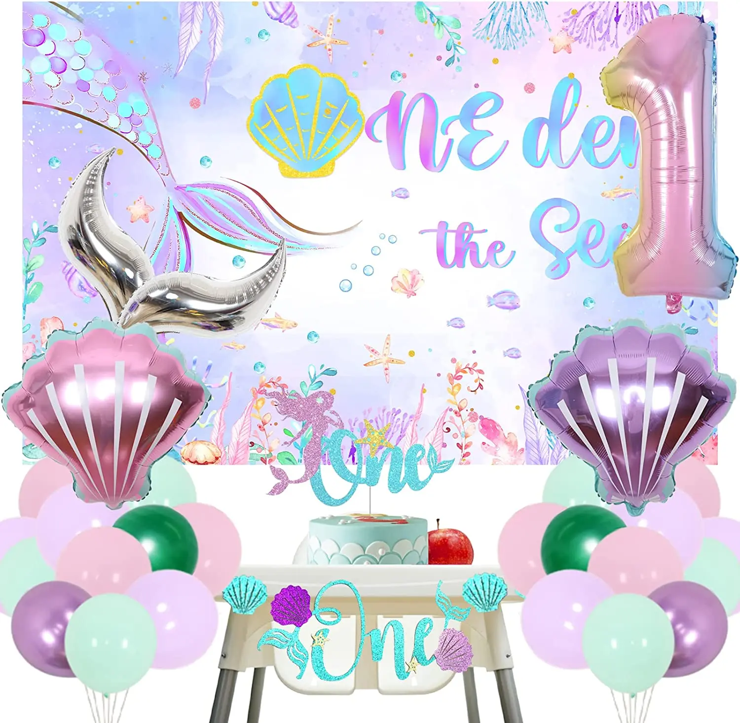 Mermaid 1st Birthday Party Decoration for Girl, Under The Sea, Party Supplies, One Sea Backdrop, Cake Topper
Mermaid 1st Birthday Party Decoration for Girl, Under The Sea, Party Supplies, One Sea Backdrop, Cake Topper