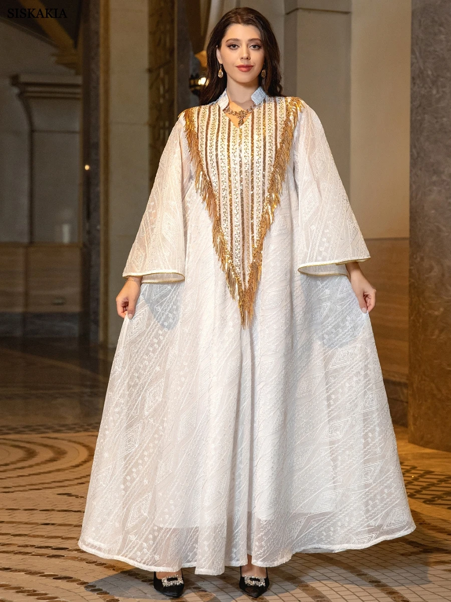 Siskakia Arab Dubai Mesh Sequins Embroidery Evening Robe For Women Jalabiyat Muslim Turkish Casual Loose Long Sleeve Clothing
Siskakia Arab Dubai Mesh Sequins Embroidery Evening Robe For Women Jalabiyat Muslim Turkish Casual Loose Long Sleeve Clothing