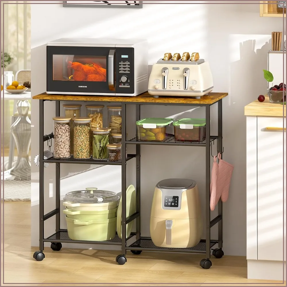 3-Tier Rolling Kitchen Cart with Adjustable Shelf, Lockable Wheels, Microwave Stand for Living Room, Office, Balcony
3-Tier Rolling Kitchen Cart with Adjustable Shelf, Lockable Wheels, Microwave Stand for Living Room, Office, Balcony