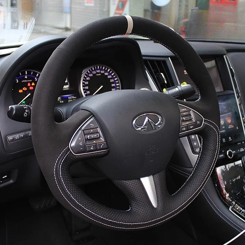 Для Infiniti Q50 Q50L 2013-2017 QX50 2015-2017 Нескользящий черный чехол на руль из натуральной кожи и замши с ручной прошивкой
Для Infiniti Q50 Q50L 2013-2017 QX50 2015-2017 Нескользящий черный чехол на руль из натуральной кожи и замши с ручной прошивкой