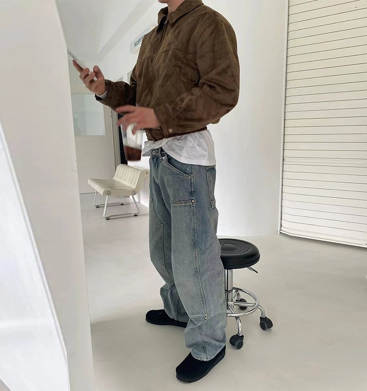 Retro American Blue Waed Cleanfit Workwear Jeans Men's High Street Double Knee Logging Vibe Long Trousers Casual Straight L...
Retro American Blue Waed Cleanfit Workwear Jeans Men's High Street Double Knee Logging Vibe Long Trousers Casual Straight L...