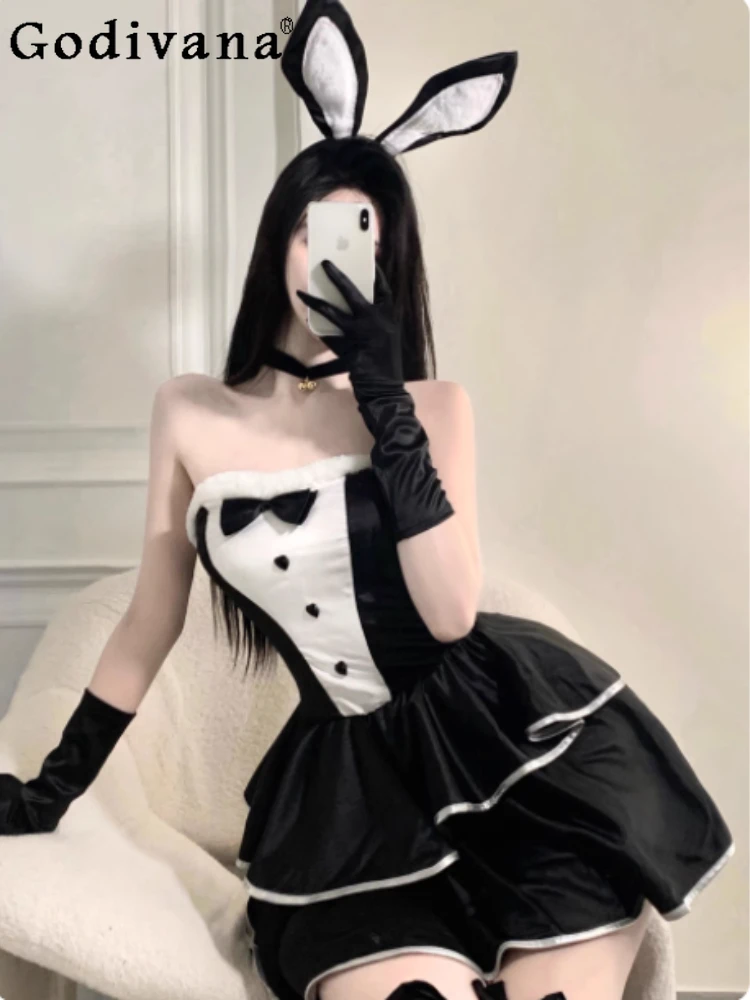 Sexy Cosplay Maid Sweet Bow Slash Neck Strapless Dresses Halloween Girls High Waist A-line Personality Age Reduction Cake Dress
Sexy Cosplay Maid Sweet Bow Slash Neck Strapless Dresses Halloween Girls High Waist A-line Personality Age Reduction Cake Dress