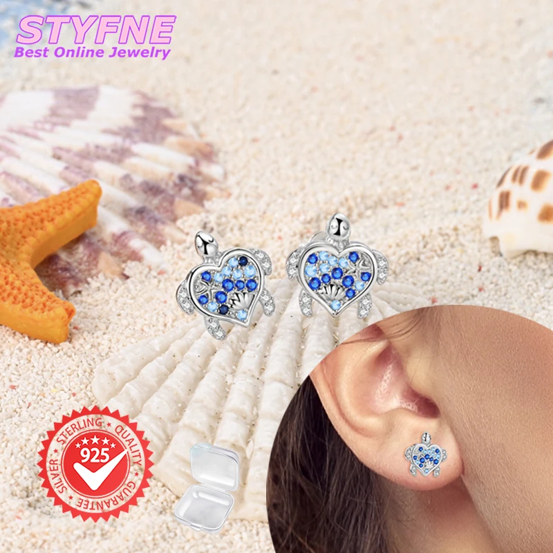 925 Sterling Silver Sweet Blue Turtle Starfish Shell Zircon Stud Earrings Women Fashion Earrings Jewelry Gifts for Women Girls
925 Sterling Silver Sweet Blue Turtle Starfish Shell Zircon Stud Earrings Women Fashion Earrings Jewelry Gifts for Women Girls