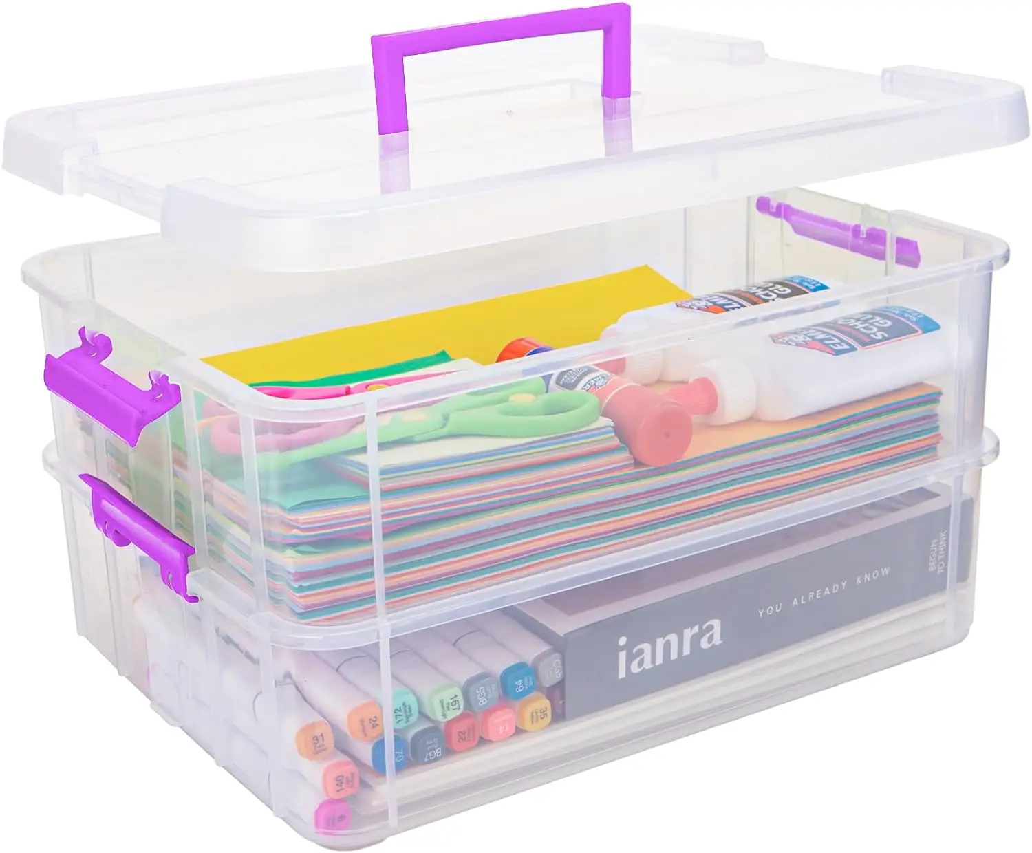 2 Layer Plastic Storage Containers with Lids, Multipurpose Clear Stack & Carry Box, Portable Craft
2 Layer Plastic Storage Containers with Lids, Multipurpose Clear Stack & Carry Box, Portable Craft