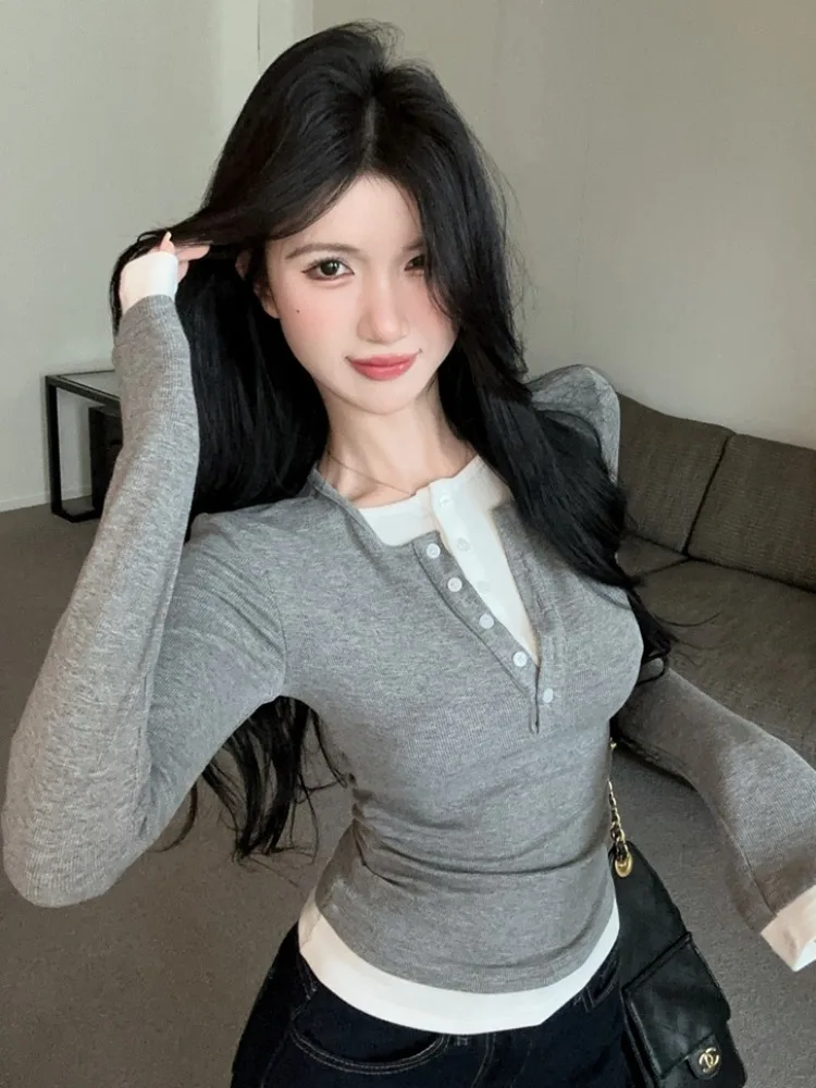 Slim Fit Long Sleeve T-Shirt Women Early Autumn Folded Waist Inward Matched Shirt Top Half Open Collar Base Layer Inner Wear
Slim Fit Long Sleeve T-Shirt Women Early Autumn Folded Waist Inward Matched Shirt Top Half Open Collar Base Layer Inner Wear