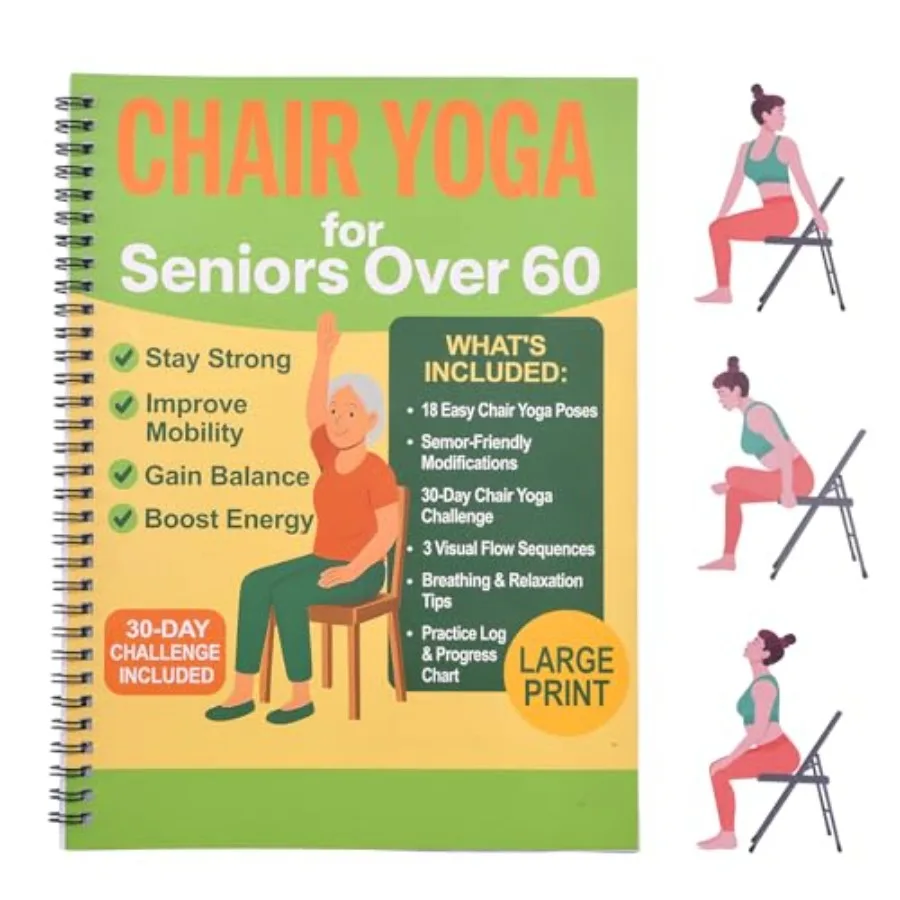 Chair Yoga for Seniors Over 60 Book and Chart, Gentle Seated Chair Yoga Guide, 30-Day Challenge for Flexibility and Balance, A4
Chair Yoga for Seniors Over 60 Book and Chart, Gentle Seated Chair Yoga Guide, 30-Day Challenge for Flexibility and Balance, A4