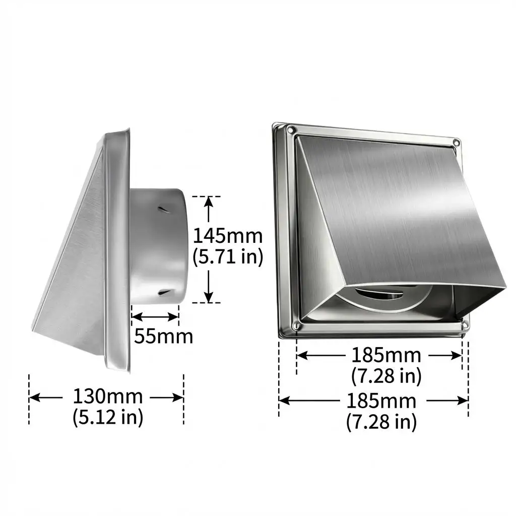 Exhaust Hood Vent with Rain Cover Exhaust Cap Stainless Steel Modern Outdoor Dryer Vent Cover for Garage Ventilation Systems
Exhaust Hood Vent with Rain Cover Exhaust Cap Stainless Steel Modern Outdoor Dryer Vent Cover for Garage Ventilation Systems