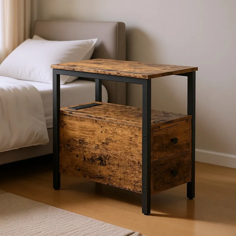 Compact Side Table with Charging Station USB Ports Power Outlets 2 Drawers Small Space Nightstand Living Room Bedroom
Compact Side Table with Charging Station USB Ports Power Outlets 2 Drawers Small Space Nightstand Living Room Bedroom