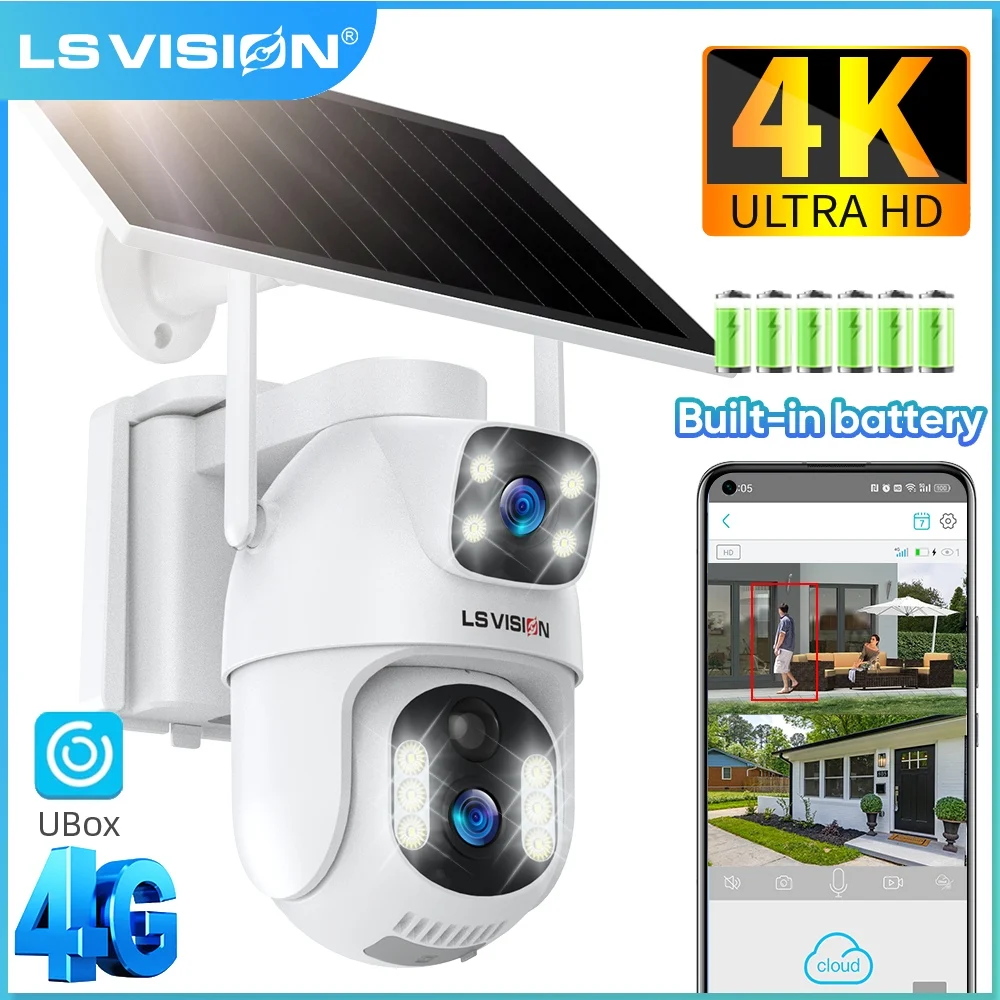LS VISION Ubox 8MP Dual Screen 4G Solar Outdoor Camera Linkage PIR Human Detection Cctv 4K Night Vision Battery Security Cameras
LS VISION Ubox 8MP Dual Screen 4G Solar Outdoor Camera Linkage PIR Human Detection Cctv 4K Night Vision Battery Security Cameras