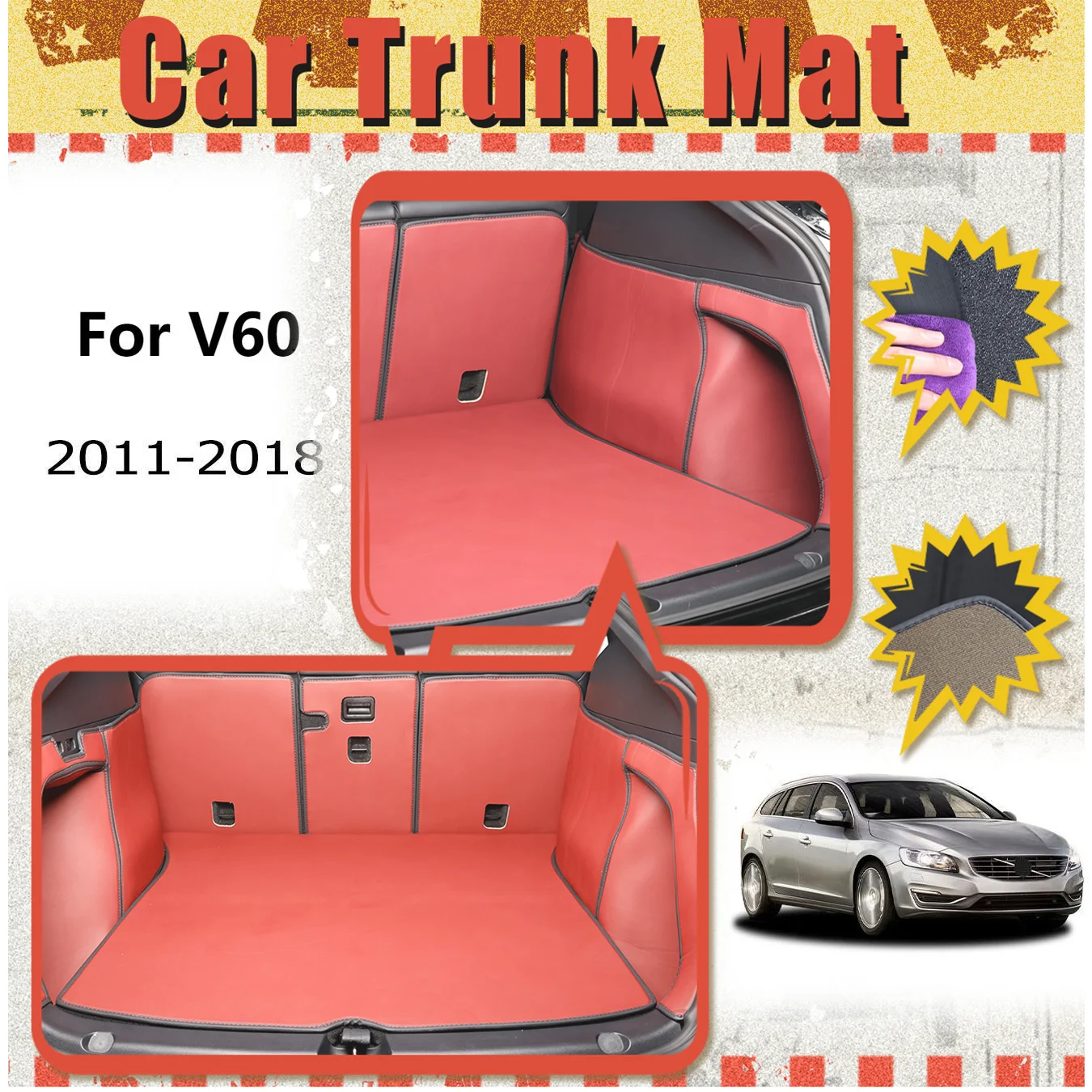 For Volvo For V60 2011-2018 Car Trunk Mat Full Encirclement thickened three-layer PVC anti-slip wear-resistant waterproof
For Volvo For V60 2011-2018 Car Trunk Mat Full Encirclement thickened three-layer PVC anti-slip wear-resistant waterproof