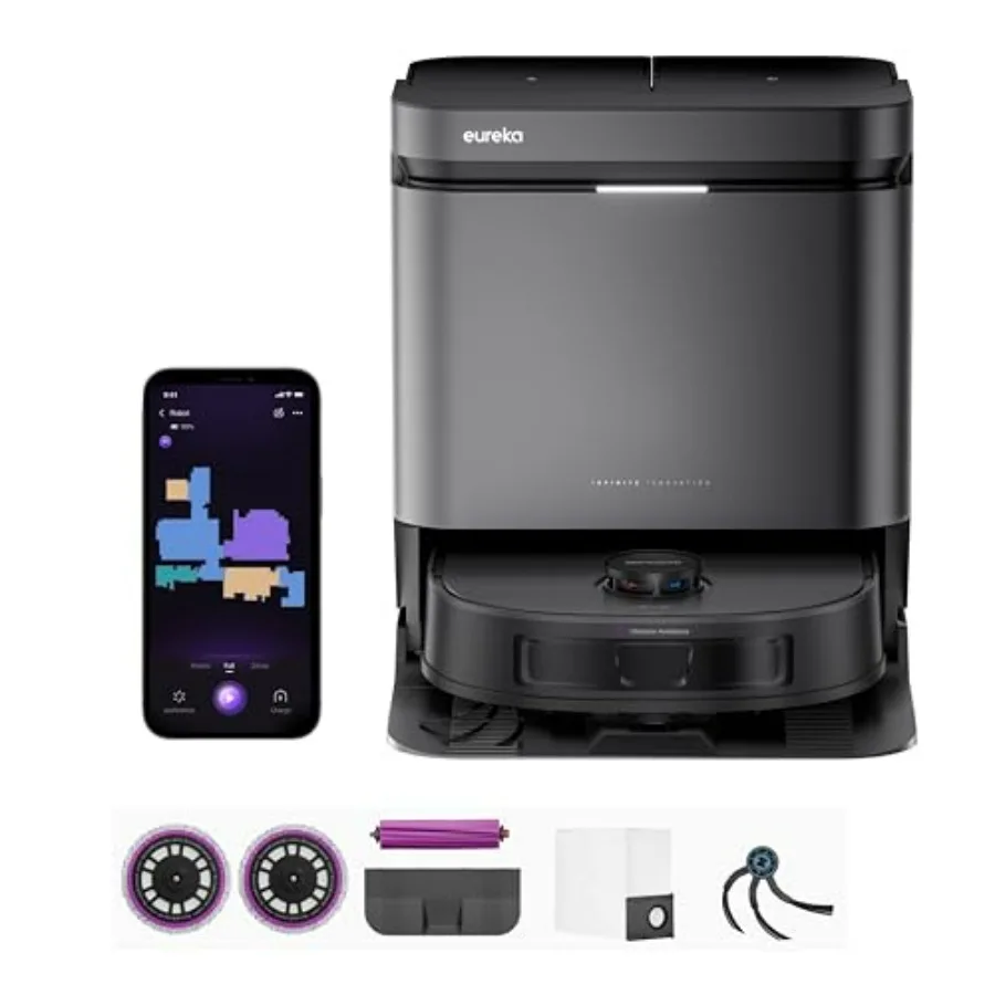 Robot vacuum and mop combo for home use, ABS plastic body, black color, 22000 Pa suction with auto mop lifting and 131F hot air
Robot vacuum and mop combo for home use, ABS plastic body, black color, 22000 Pa suction with auto mop lifting and 131F hot air