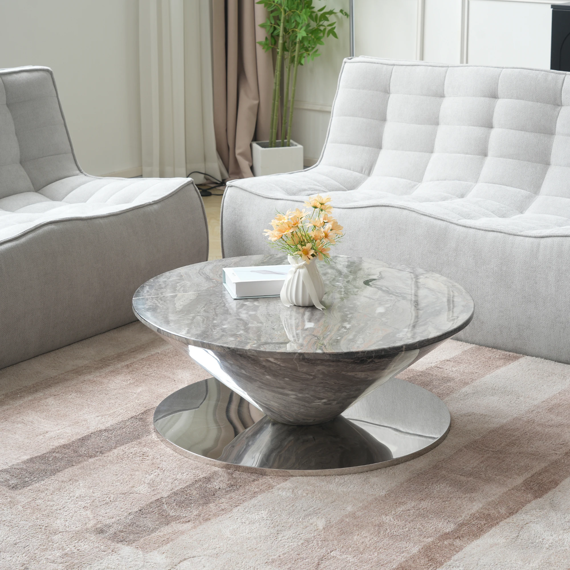 ATUNUS USA in Stock Drop Shipping Metal Base Stainless Steel Modern Marbling Wood Round Top Side Oval Center Tea Coffee Table
ATUNUS USA in Stock Drop Shipping Metal Base Stainless Steel Modern Marbling Wood Round Top Side Oval Center Tea Coffee Table