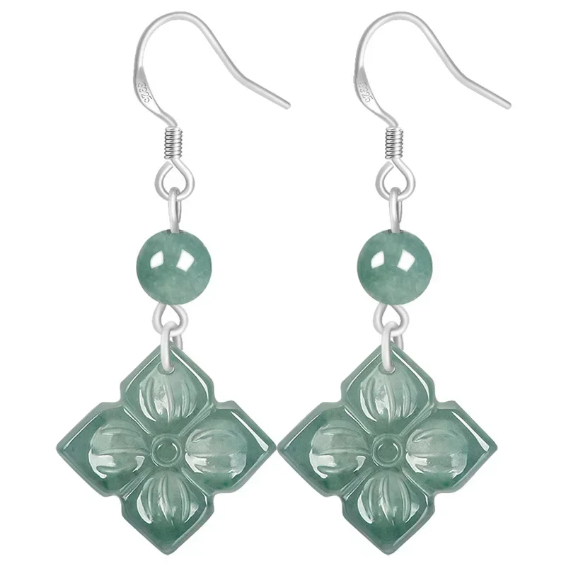 High Grade Natural A-grade Jade Clover Earring New Chinese Blue Gemstone S925 Silver Ice Jade Fashion Exquisite Women's Earrings
High Grade Natural A-grade Jade Clover Earring New Chinese Blue Gemstone S925 Silver Ice Jade Fashion Exquisite Women's Earrings
