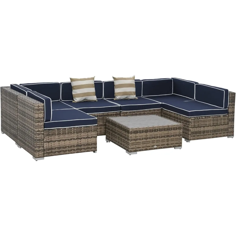 7-Piece Patio Furniture Set, Outdoor Wicker Conversation Set, All Weather PE Rattan Sectional Sofa Set with Cushions and Faux W
7-Piece Patio Furniture Set, Outdoor Wicker Conversation Set, All Weather PE Rattan Sectional Sofa Set with Cushions and Faux W