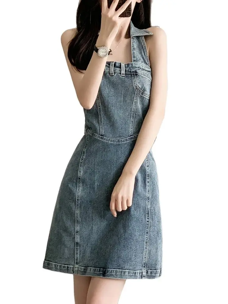 Turn-Down Collar Halter Mini Dress Summer Sleeveless Tank High Slim Waist Backless Mini Dress Korean Fashion Sexy Short Dress
Turn-Down Collar Halter Mini Dress Summer Sleeveless Tank High Slim Waist Backless Mini Dress Korean Fashion Sexy Short Dress