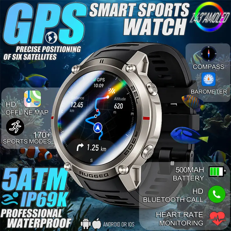 2026 new 1.43 inch HD AMOLED screen GPS smart watch outdoor 5atm waterproof smart watch Bluetooth call offline map men's sports
2026 new 1.43 inch HD AMOLED screen GPS smart watch outdoor 5atm waterproof smart watch Bluetooth call offline map men's sports