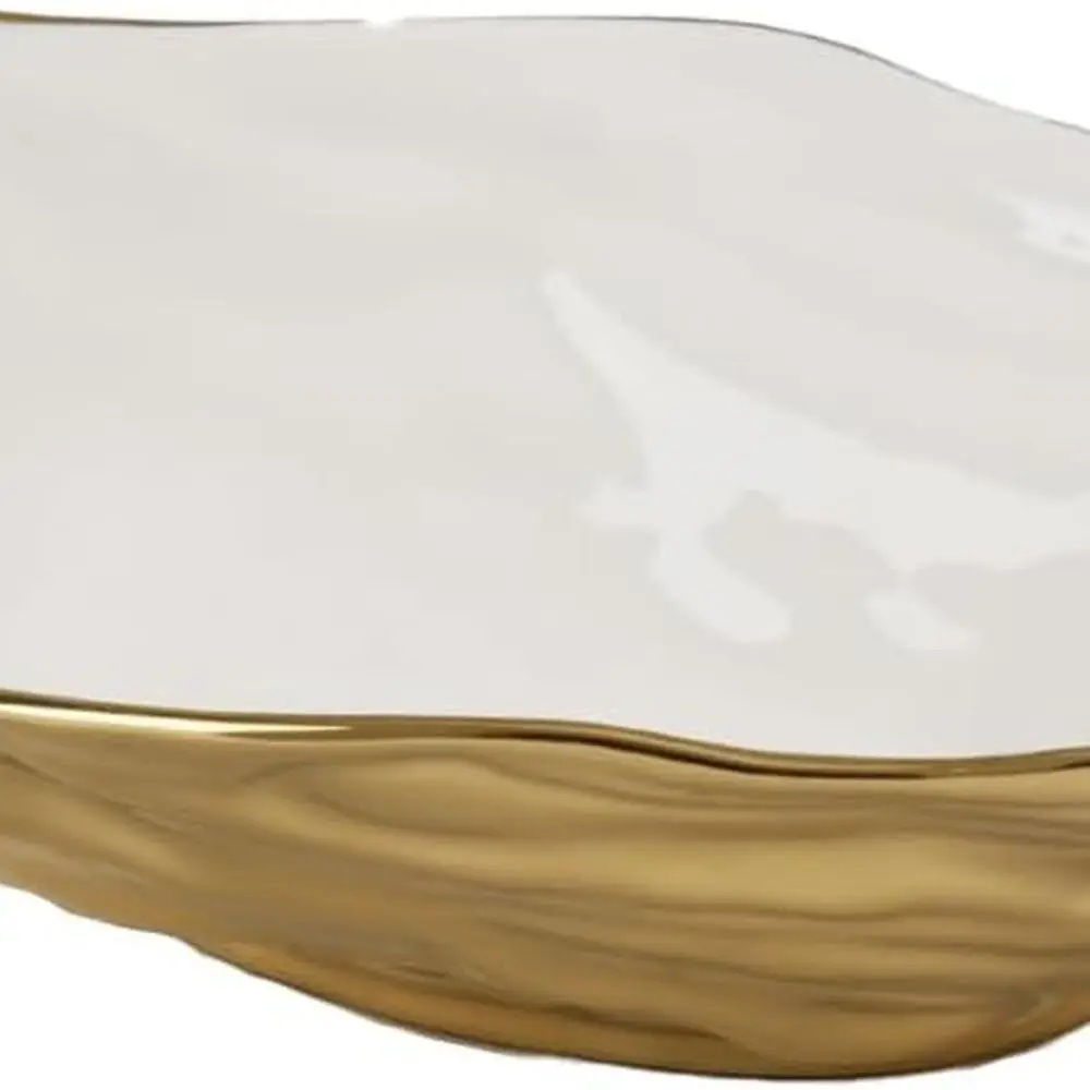 Large White & Gold Oyster Bowl, 13.25 x 8.25, Oven and Dishwasher Safe Porcelain
Large White & Gold Oyster Bowl, 13.25 x 8.25, Oven and Dishwasher Safe Porcelain