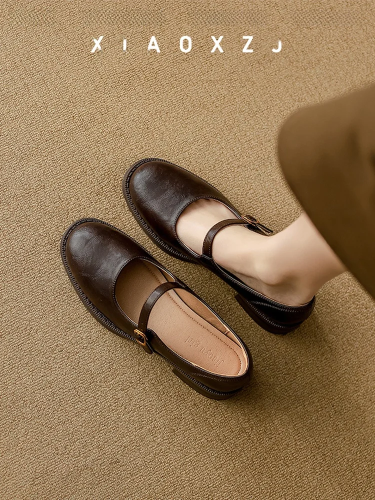 Retro Style Soft Leather Mary Janes Women's Shoes Buckle Strap Chunky Heel Summer Single Shoes British Style Fashion Footwear
Retro Style Soft Leather Mary Janes Women's Shoes Buckle Strap Chunky Heel Summer Single Shoes British Style Fashion Footwear