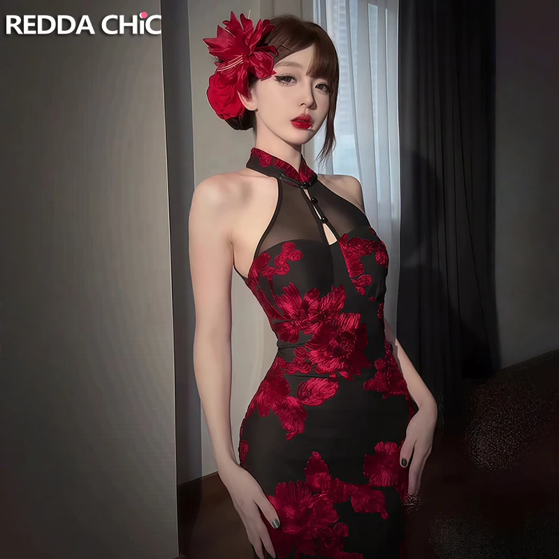 REDDACHiC Flower Embroidery Chinese Women Cheongsam Vintage Hollow-out Backless Corset Slim Fit Maxi Bodycon Hot Summer Clothes
REDDACHiC Flower Embroidery Chinese Women Cheongsam Vintage Hollow-out Backless Corset Slim Fit Maxi Bodycon Hot Summer Clothes
