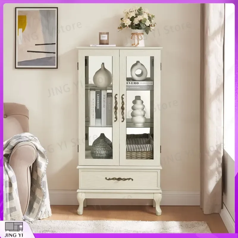 2 Doors 1 Drawer Wine Cabinet with Adjustable Glass Racks LED Light Interior Storage Display Cabinet for Red White Wine
2 Doors 1 Drawer Wine Cabinet with Adjustable Glass Racks LED Light Interior Storage Display Cabinet for Red White Wine