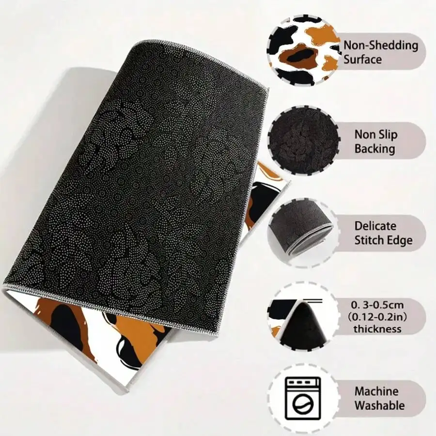 Abstract Cow Pattern Car Trunk Mat - Non-Slip, Machine Washable, Durable Polyester Organizer