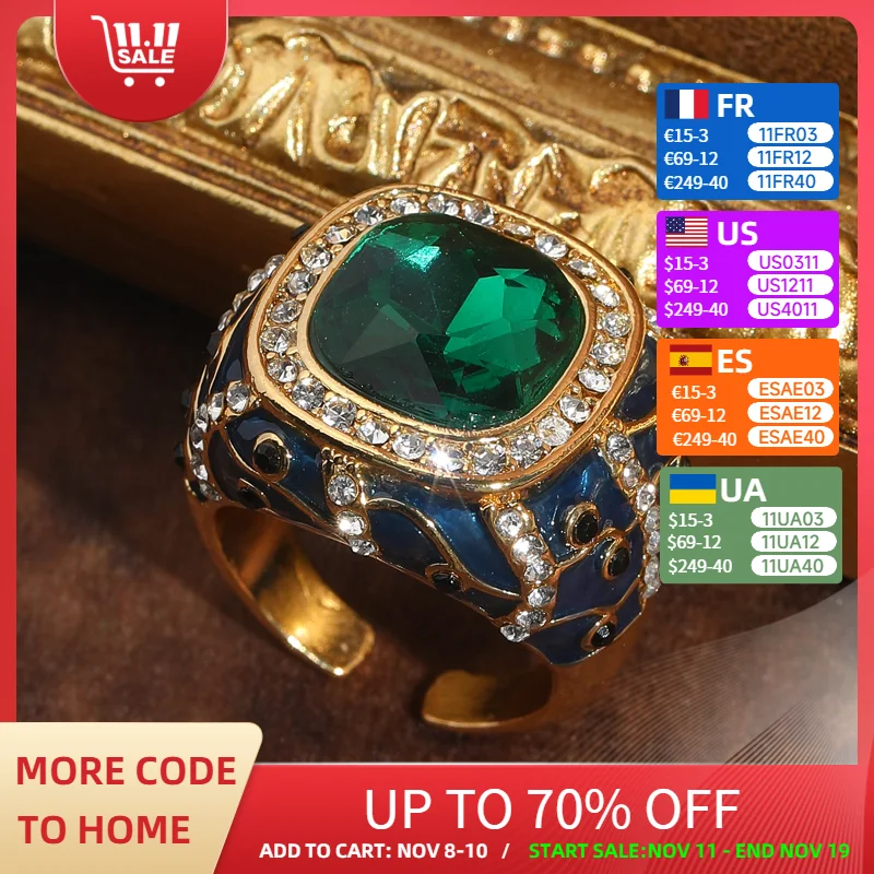 Vintage Green Square Rings Crystal Dubai 18k Gold Color Jewelry Enamel Gift For Women Rhinestone 2025 High Quality Anniversary
Vintage Green Square Rings Crystal Dubai 18k Gold Color Jewelry Enamel Gift For Women Rhinestone 2025 High Quality Anniversary