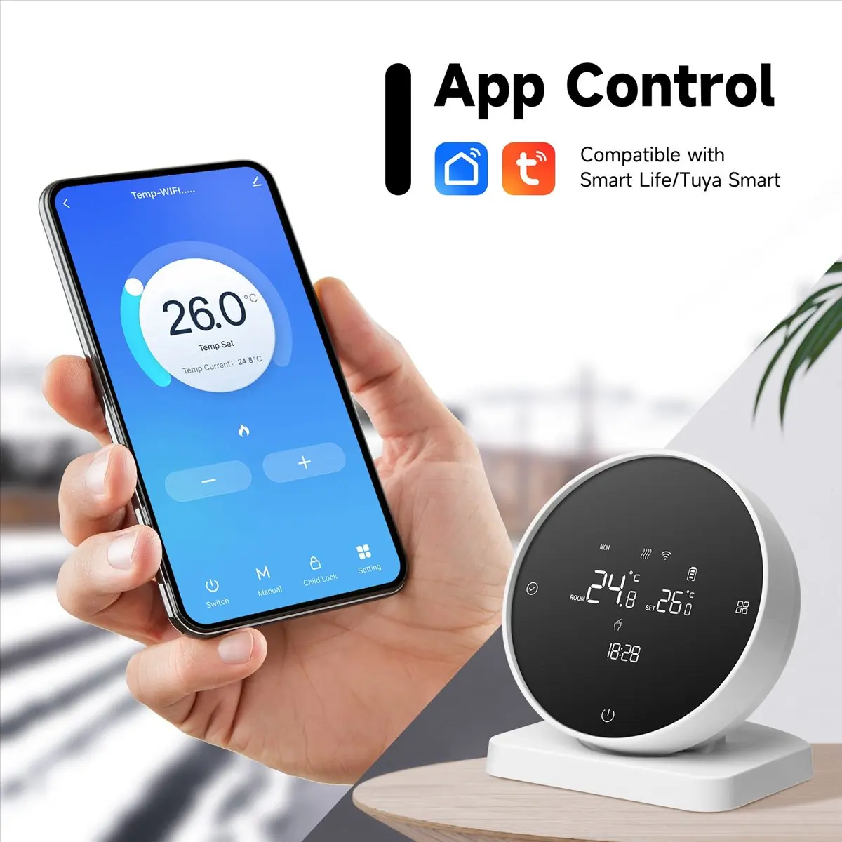 New Factory-Wireless WiFi Thermostat for Gas Boiler Heating Tuya WiFi Thermostat Support Voice APP Controll Work for Home
New Factory-Wireless WiFi Thermostat for Gas Boiler Heating Tuya WiFi Thermostat Support Voice APP Controll Work for Home