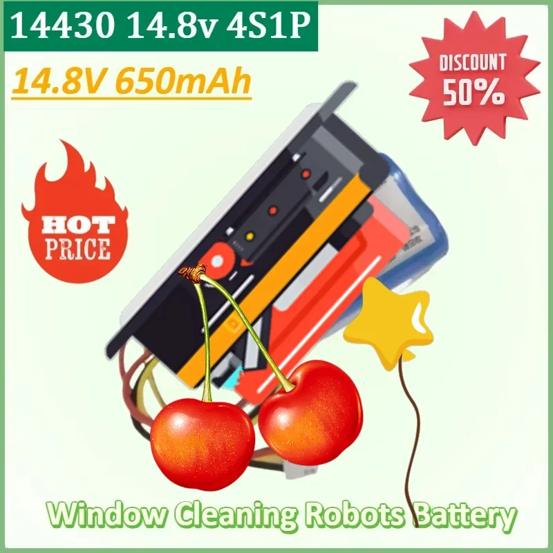 14430 14.8V 4S1P 650mAh 9.62Wh Rechargeable Lithium Battery Pack for Window Cleaning Robots Battery
14430 14.8V 4S1P 650mAh 9.62Wh Rechargeable Lithium Battery Pack for Window Cleaning Robots Battery