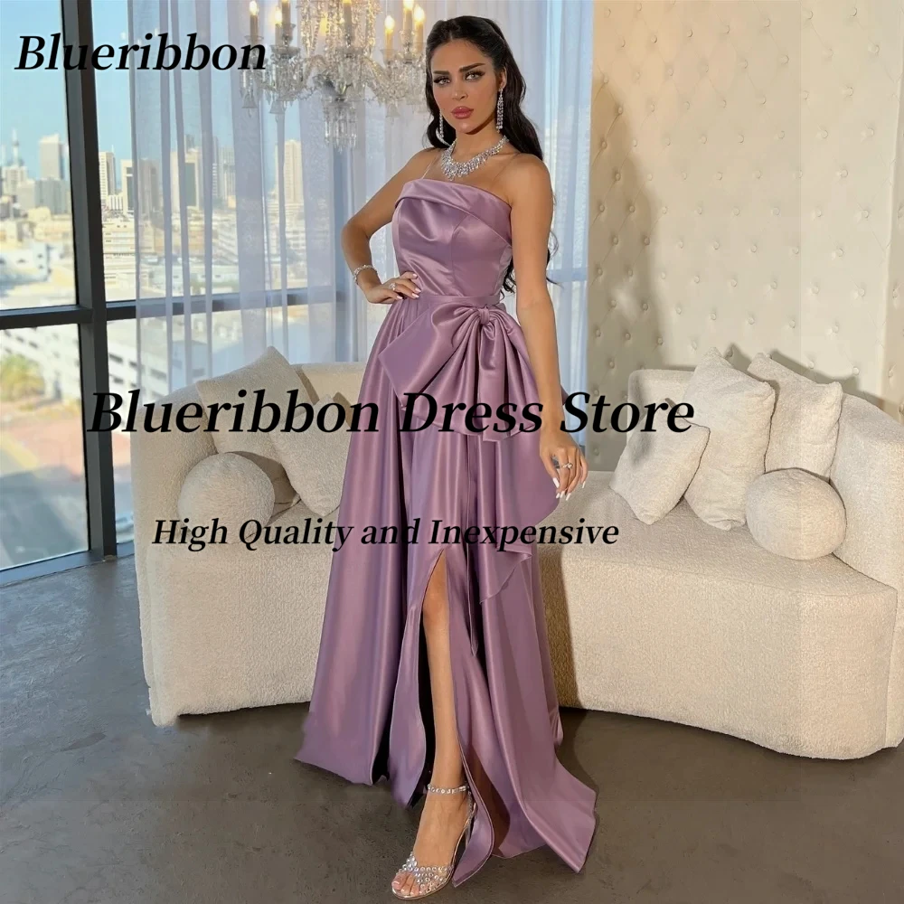 Blueribbon Strapless Prom Dresses with Bow Long Ruched Side Slit Satin Evening Gowns Customized Backless платье вечернее
Blueribbon Strapless Prom Dresses with Bow Long Ruched Side Slit Satin Evening Gowns Customized Backless платье вечернее