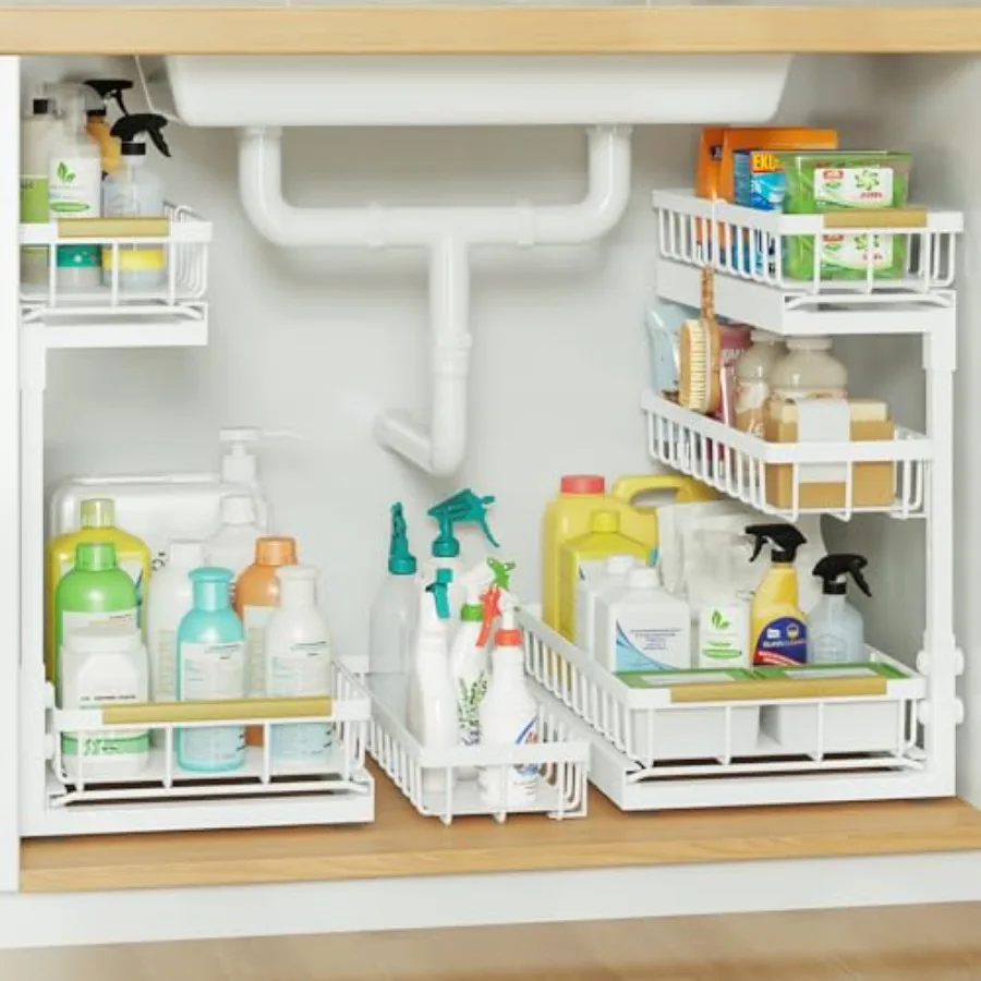 Under Sink Organizer and Storage for Bathroom and Kitchen - 2 Pack 3 Tier Under Cabinet Pull Out Shelf Organizers - Slide Out D
Under Sink Organizer and Storage for Bathroom and Kitchen - 2 Pack 3 Tier Under Cabinet Pull Out Shelf Organizers - Slide Out D
