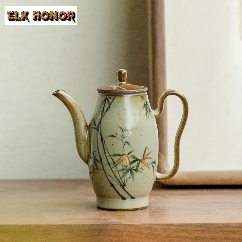 120ML Handmade Antique Glazed Ceramic Teapot Pure Hand-painted Bamboo Filter Pot Tea Soaking Kettle Chinese Kung Fu Tea Set Gift
120ML Handmade Antique Glazed Ceramic Teapot Pure Hand-painted Bamboo Filter Pot Tea Soaking Kettle Chinese Kung Fu Tea Set Gift