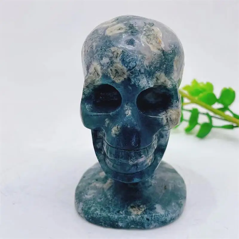 Natural Moss Agate Skull Carving Wizard Home Decoration Fashion Healing Crafts Gemstone Collection Gift 1pcs
Natural Moss Agate Skull Carving Wizard Home Decoration Fashion Healing Crafts Gemstone Collection Gift 1pcs
