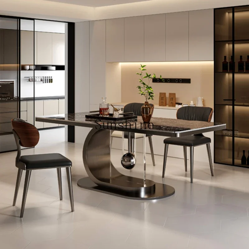 Dining table Minimalist rectangular household rock slab luxury dining table
Dining table Minimalist rectangular household rock slab luxury dining table