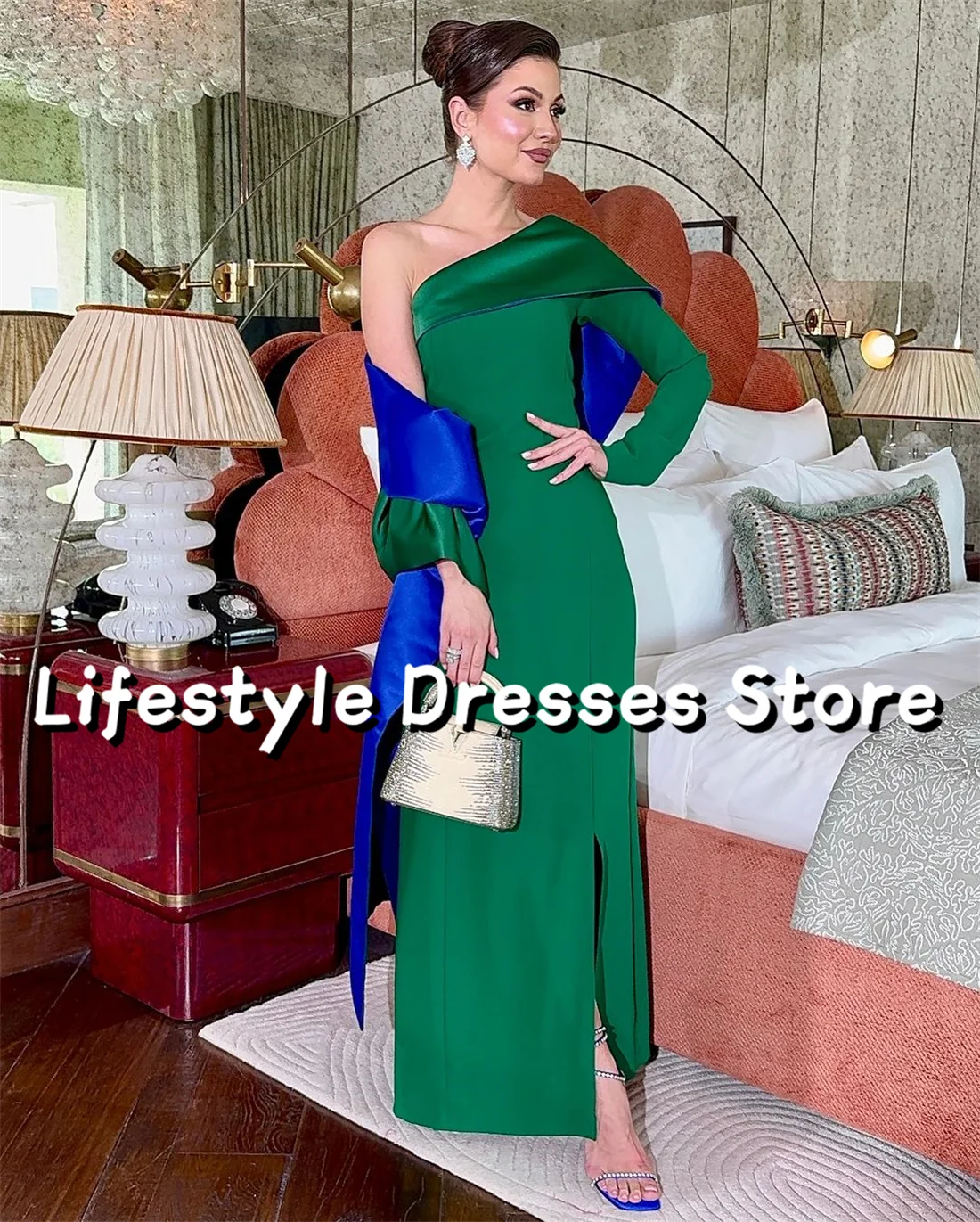 Patchwork Crepe Satin Contrast Color Prom Dress One Long Sleeve Elegant Women's Formal Party Dresses 2024 Blue Green
Patchwork Crepe Satin Contrast Color Prom Dress One Long Sleeve Elegant Women's Formal Party Dresses 2024 Blue Green