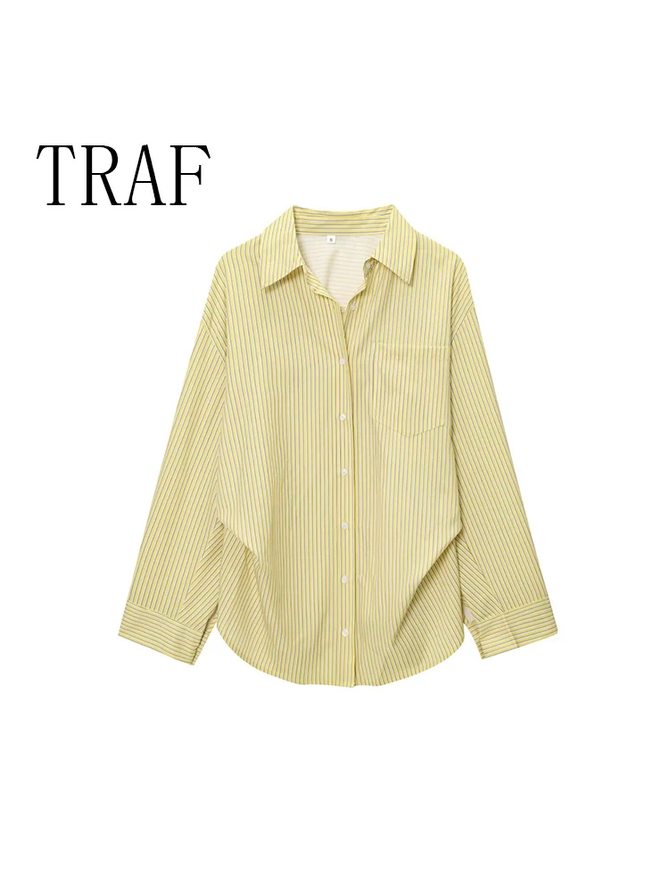 TRAF European and American style women's clothing new style fashionable temperament versatile small fresh style striped loose po
TRAF European and American style women's clothing new style fashionable temperament versatile small fresh style striped loose po