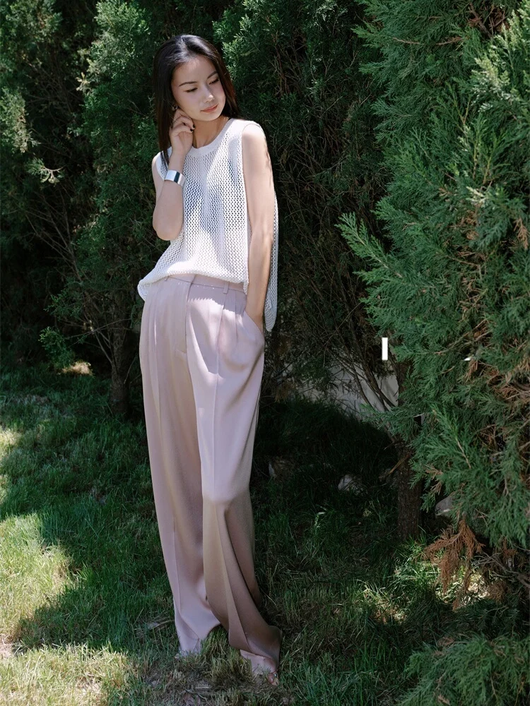 FANNIU Spring Summer Elegant Soft Glowing Pure Color Acetate Satin Straight Leg Wide Leg Pants Slimming Pleats Casual Trousers
FANNIU Spring Summer Elegant Soft Glowing Pure Color Acetate Satin Straight Leg Wide Leg Pants Slimming Pleats Casual Trousers