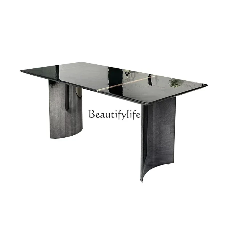 New Black gold natural marble dining table Italian light luxury high-end luxury stone fashion rectangular dining table
New Black gold natural marble dining table Italian light luxury high-end luxury stone fashion rectangular dining table