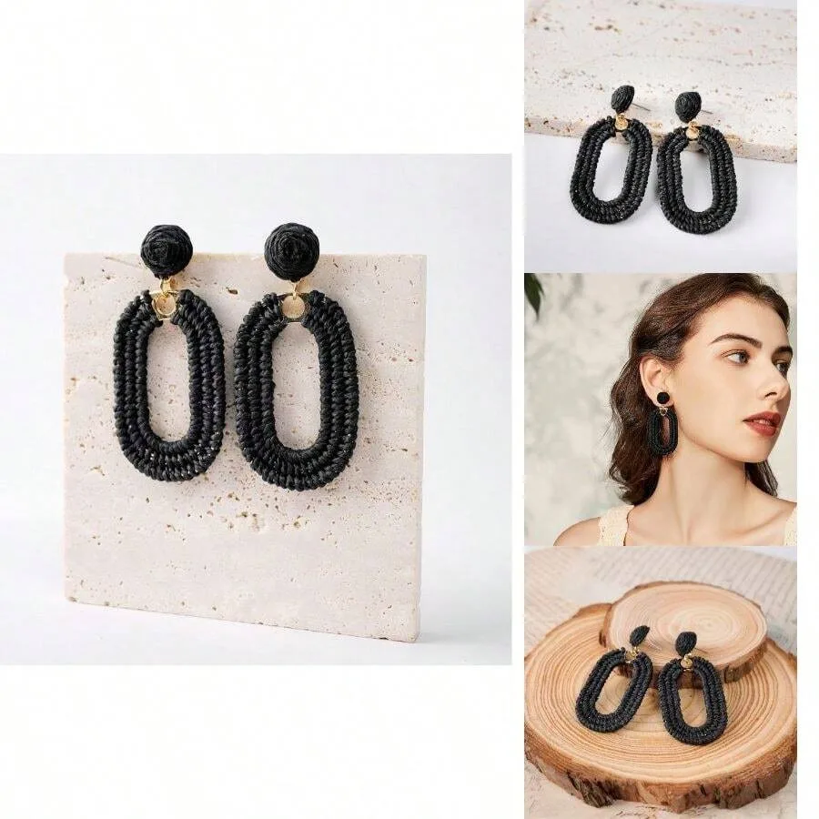 Raffia Oval Earrings For Women - Boho Woven Rattan Earrings For Summer Beach - Tropical Vacation Earrings
Raffia Oval Earrings For Women - Boho Woven Rattan Earrings For Summer Beach - Tropical Vacation Earrings