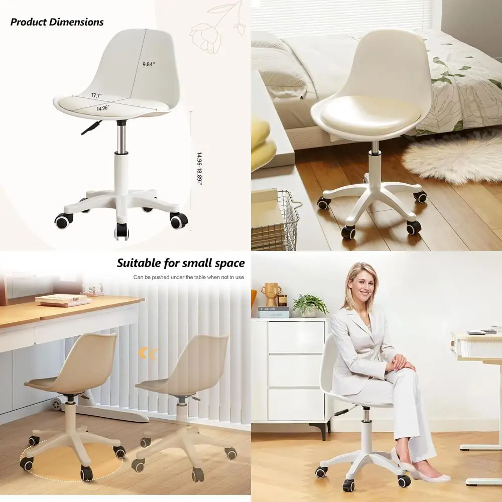 Compact Desk Chair: Armless Vanity Task Chair with Cushioned Seat, Adjustable Height for Home Office, Suitable for Teens & Girls
Compact Desk Chair: Armless Vanity Task Chair with Cushioned Seat, Adjustable Height for Home Office, Suitable for Teens & Girls