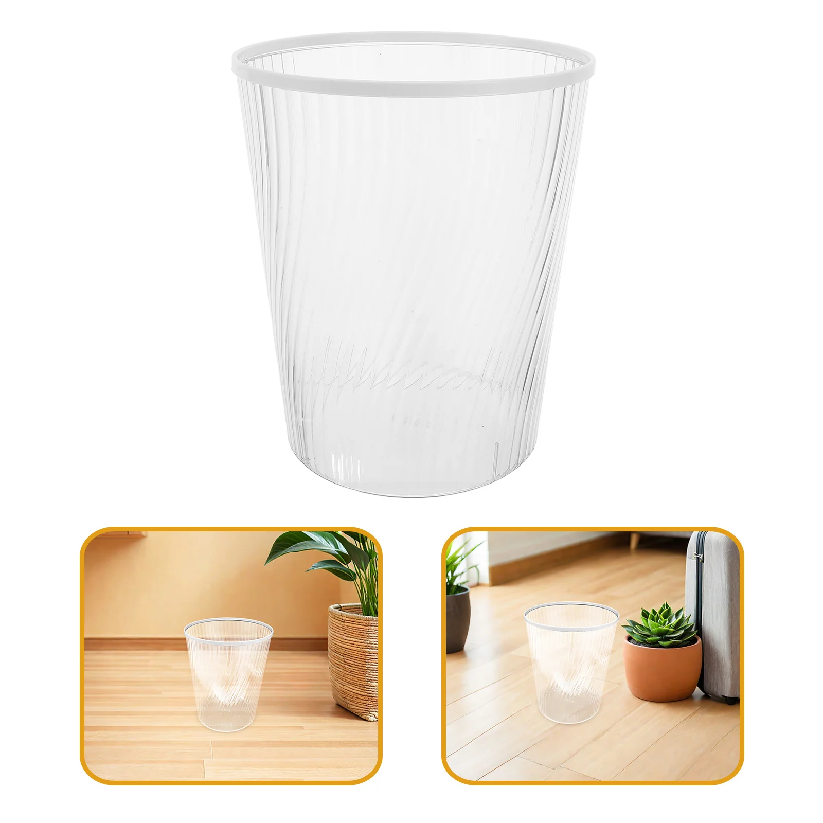 Clear Round Trash Can with Bag Press Ring - Compact Reusable Garbage Container Bin for Bathroom Bedroom Kitchen Office Space
Clear Round Trash Can with Bag Press Ring - Compact Reusable Garbage Container Bin for Bathroom Bedroom Kitchen Office Space
