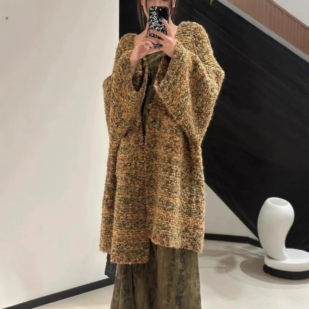 JHJN цветной вязаный кардиган средней длины, женский ленивый стиль, модный свободный свитер для отдыха, пальто
JHJN цветной вязаный кардиган средней длины, женский ленивый стиль, модный свободный свитер для отдыха, пальто