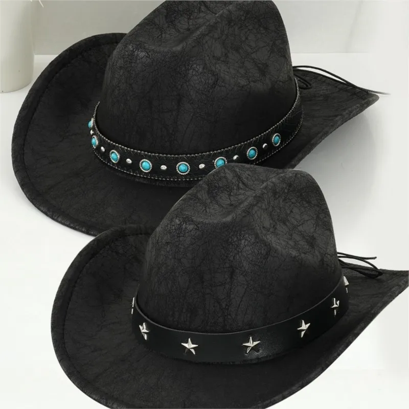 Elegant top hats for men and women round rivets accessories belts outdoor
Elegant top hats for men and women round rivets accessories belts outdoor