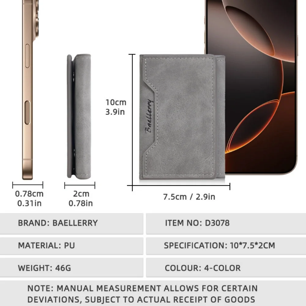 Men'S Small Card Bag Pu Leather Retro Multi-card Wallet Travel Business Thin Money Credit Card Three Fold Snap-fastener Clip
Men'S Small Card Bag Pu Leather Retro Multi-card Wallet Travel Business Thin Money Credit Card Three Fold Snap-fastener Clip