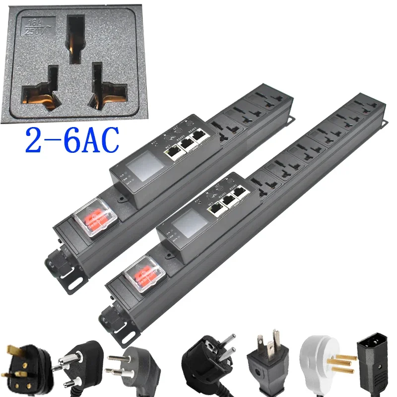 PDU power strip power distribution unit 2-6AC Intelligent current and voltage detection meter 2 m line16A Universal socket
PDU power strip power distribution unit 2-6AC Intelligent current and voltage detection meter 2 m line16A Universal socket