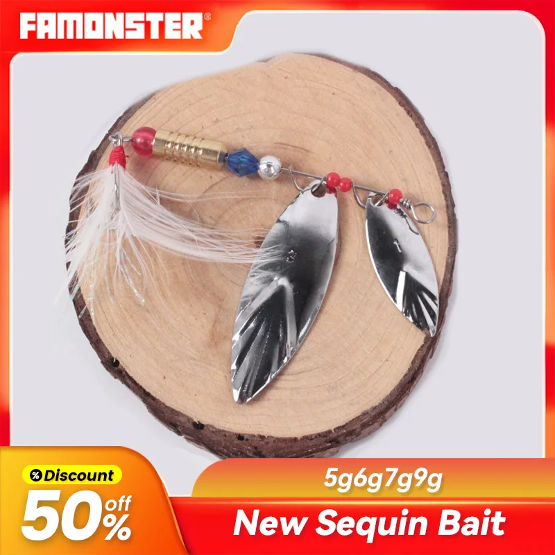 Famonster 5g-9g Metal Fishing Lure Spoon Sequins Tackle Hard Bait Lsca Artificial With Feather Hook Pike Bass
Famonster 5g-9g Metal Fishing Lure Spoon Sequins Tackle Hard Bait Lsca Artificial With Feather Hook Pike Bass