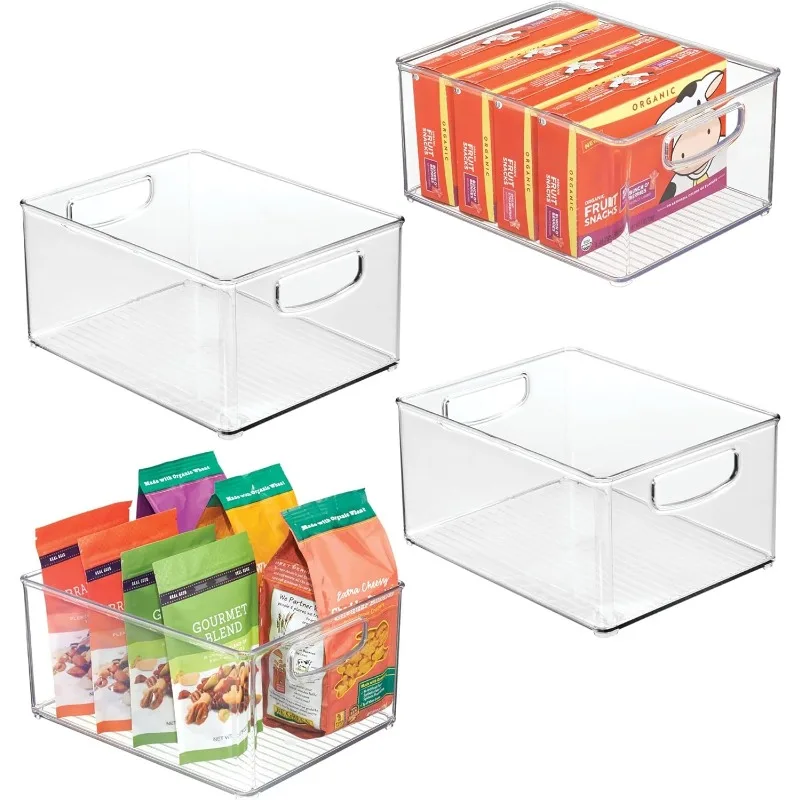Plastic Stackable Pantry Bin - Organizer Bin with Handles for Cabinets or Fridge - Set of 4 - Clear
Plastic Stackable Pantry Bin - Organizer Bin with Handles for Cabinets or Fridge - Set of 4 - Clear