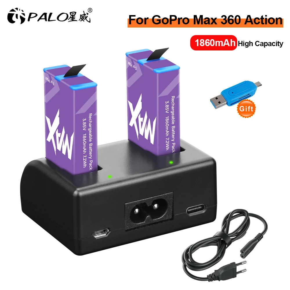 Rechargeable Lithium Battery for Go Pro Max Battery for Gopro Max 360 Action Camera Batteries Accessories+2 Slots LED Charger
Rechargeable Lithium Battery for Go Pro Max Battery for Gopro Max 360 Action Camera Batteries Accessories+2 Slots LED Charger