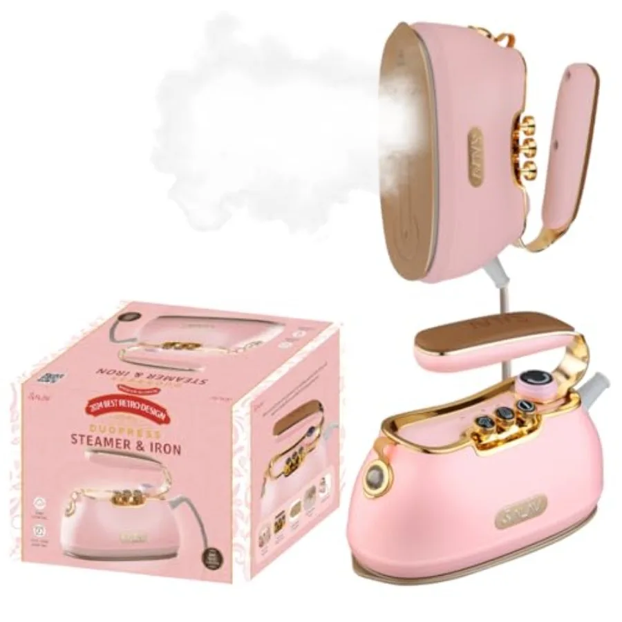 ® Retro Edition Duopress Handheld Garment Steamer and Iron Ceramic Plate 1000W No Drip Steam Vertical and Horizontal Steam - Re
® Retro Edition Duopress Handheld Garment Steamer and Iron Ceramic Plate 1000W No Drip Steam Vertical and Horizontal Steam - Re