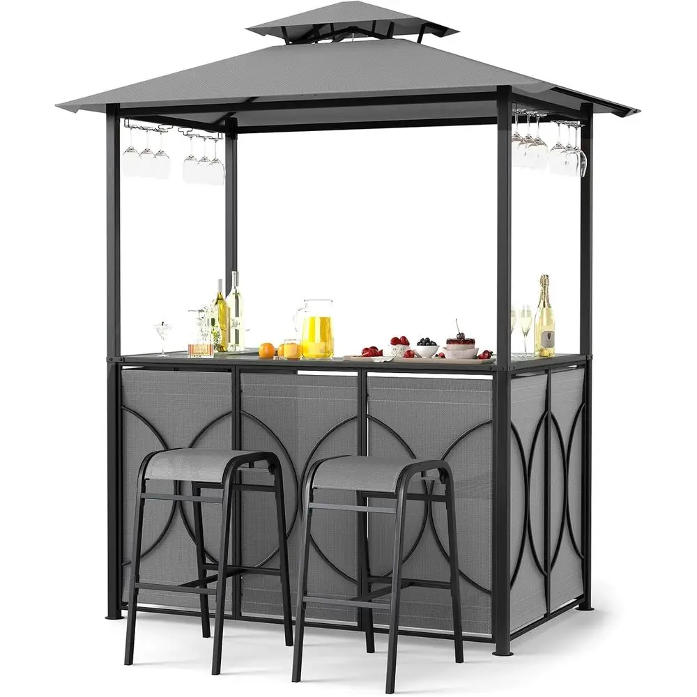 Барный набор из 3 предметов для патио, беседка-гриль и 2 барных стула с барным столом из закаленного стекла, металлическими полками для хранения, стеклянными держателями, двойной T
Барный набор из 3 предметов для патио, беседка-гриль и 2 барных стула с барным столом из закаленного стекла, металлическими полками для хранения, стеклянными держателями, двойной T